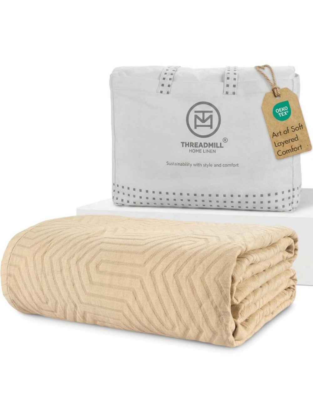 Cozy All-Season Twin Size Cotton Blanket | Lightweight Soft Jacquard Coverlet